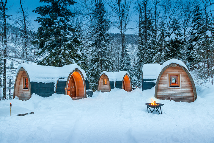 Die PODhouses sind auch im Winter richtig gemütlich - Glamping in der Schweiz